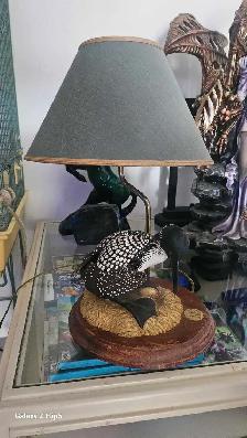 Huard/Canard en bois mis sur lampe brass/laiton antique