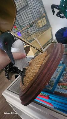 Huard/Canard en bois mis sur lampe brass/laiton antique - Photo 4