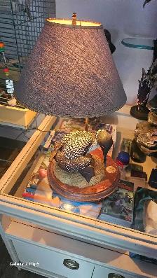 Huard/Canard en bois mis sur lampe brass/laiton antique - Photo 5