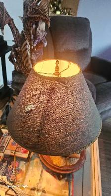 Huard/Canard en bois mis sur lampe brass/laiton antique - Photo 9