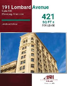 For Lease 191 Lombard Avenue 421 sf ± office Portage & Main View