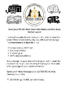 Winter Storage – Ross Creek Community Hall – $200/Season