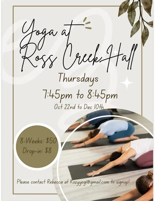 Yoga at Ross Creek Hall – Thursday Evenings