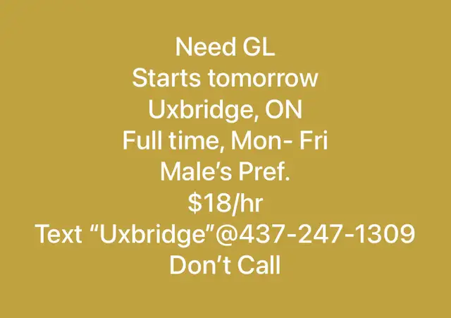 Production Helper -Uxbridge, ON