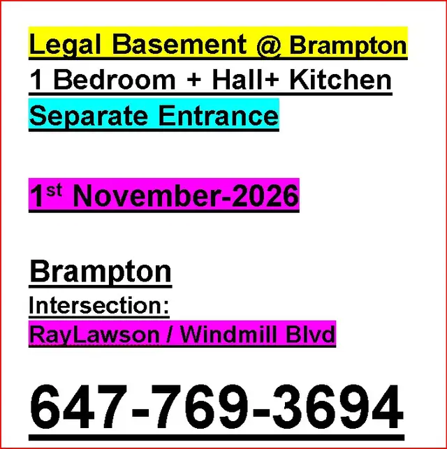 One Bedroom Legal Basement-November-1st-2026