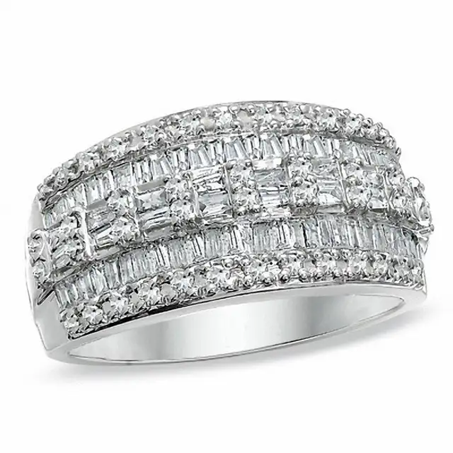 10k WG Baguette / Round cut Ring