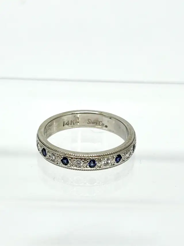 14k Art Deco Sapphire Diamond Ring