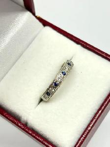 14k Art Deco Sapphire Diamond Ring - Photo 3