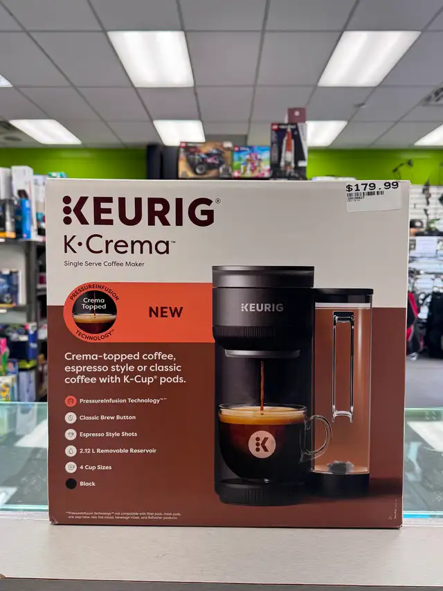 Keurig K-Crema Single Serve Coffee & Espresso Maker- BRAND NEW