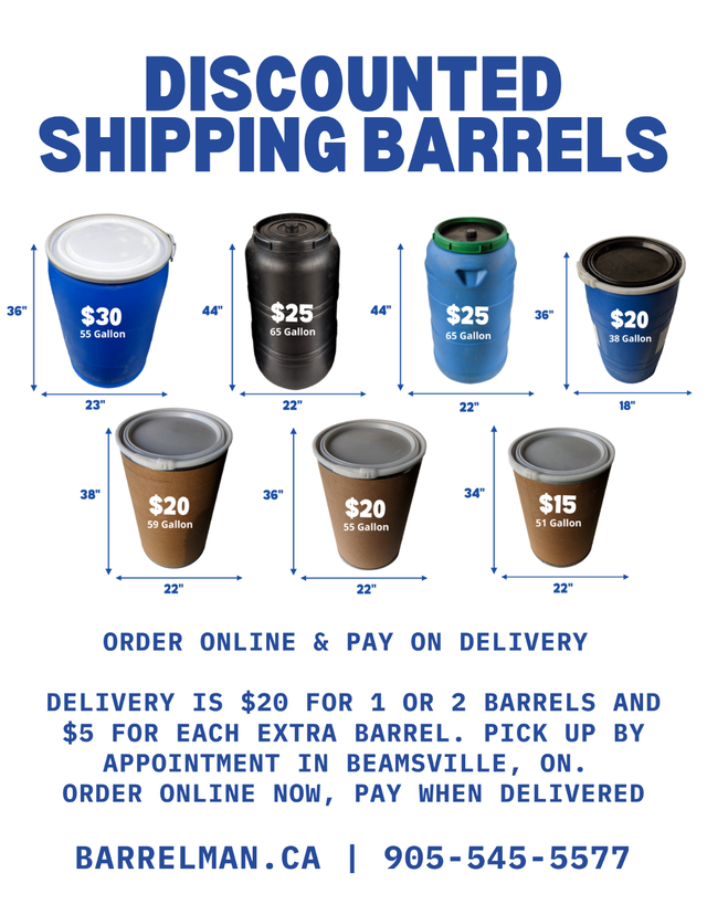Shipping Barrels Available at a massive discount