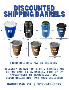 Shipping Barrels Available at a massive discount