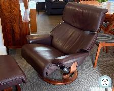Marvelous Leather Stressless Recliner and Ottoman at Charmaine's - Photo 2