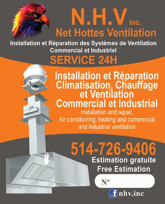 Ventilation commerciale HOTTE de cuisine, conduits, ventilateurs