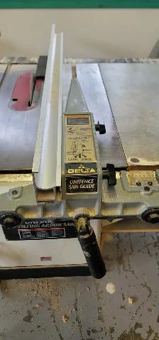 Delta Unisaw 10' Cabinet Saw — Unifence   Excalibur Sliding Tabl