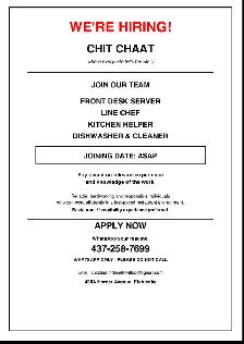 Chit Chaat Restaurant Job Opportunities