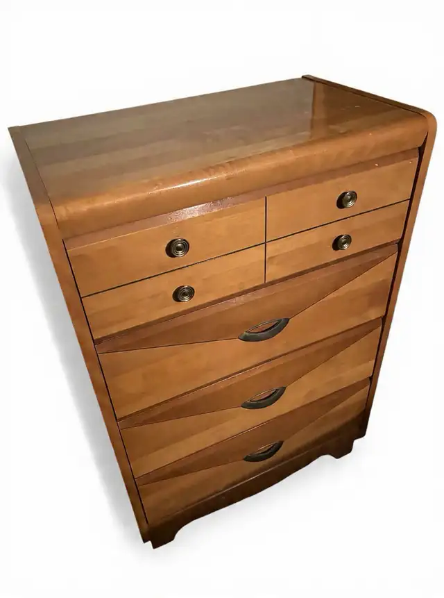 vintage solid wood art deco dresser chest of drawers