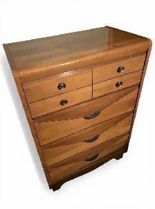 vintage solid wood art deco dresser chest of drawers