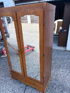 Free delivery used antique Wooden Armoire with Mirrored Doors - Photo 9