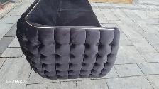 Black Velvet Couch with Gold Trim - Photo 5
