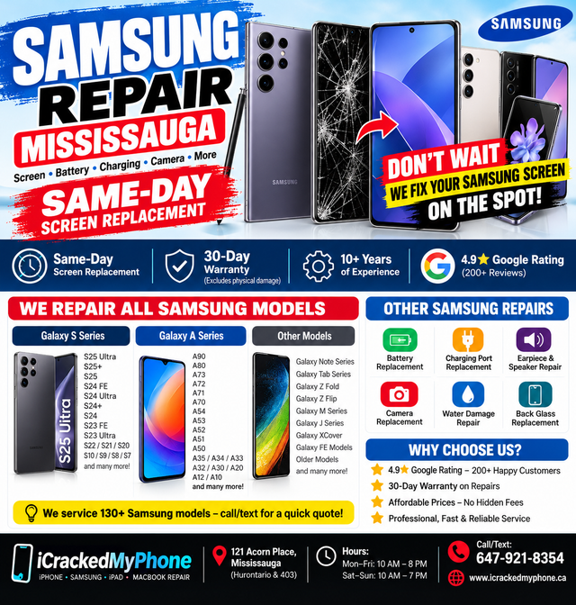 Samsung Smartphone screen replacement, the day service