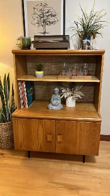 Mid century. TEAK TECK. Lampe / Crédence, buffet disque vinyle, - Photo 4