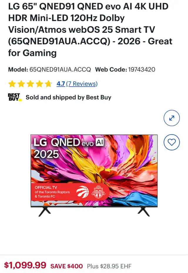 LG 65''QNED91 Mini LED TV