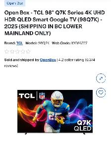 TCL 98'' Q7K Series 4K UHD HDR QLED Smart Google TV