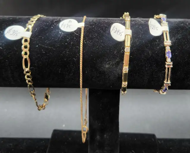 10k & 14k Gold Bracelets / Anklets with Diamonds, Amethyst..