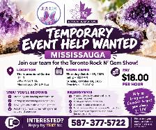 TEMPORARY EVENT HELP WANTED – MISSISSAUGA – $18/HR