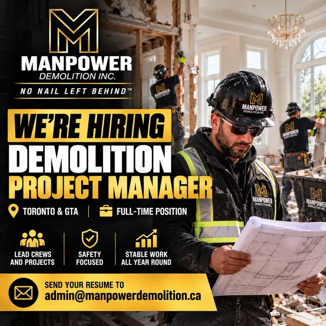 MANPOWER DEMOLITION HIRING EXPERIENCED PROJECT MANAGER