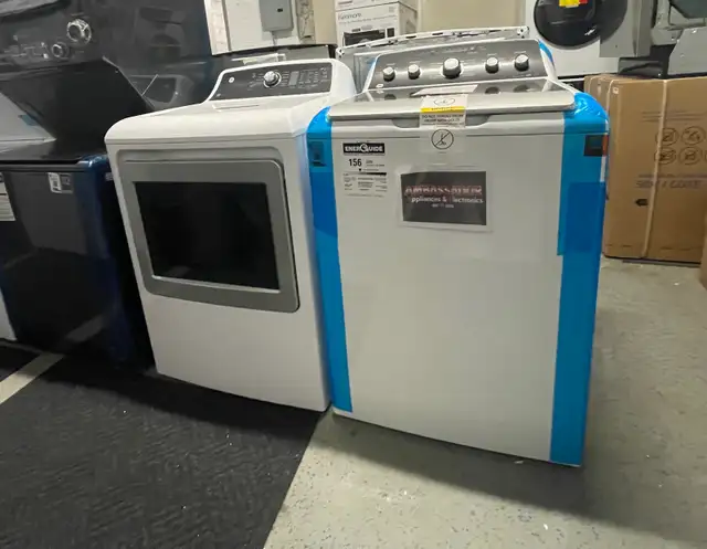 NEW 27" GE GAS Dryer (7.4 Cu.Ft) & Top Load Washer (4.9 Cu.Ft)