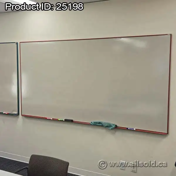 Hanging Magnetic Whiteboard w/ Red Frame, Full Tray 96' x 48'