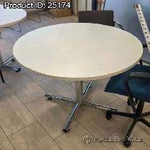 42' White Round Office Meeting Table w/ Cross Base