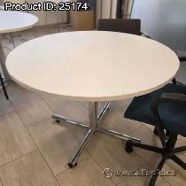 42' White Round Office Meeting Table w/ Cross Base - Photo 2