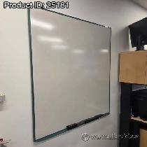 48' x 48' Magnetic Whiteboard w/ Green Frame, Full Tray