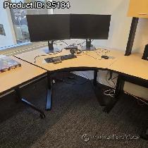 Blonde Height Adjustable Modular Corner Table Desk w/ Crank