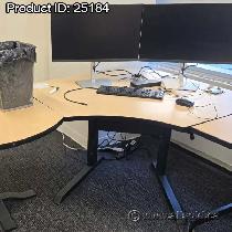 Blonde Height Adjustable Modular Corner Table Desk w/ Crank - Photo 2