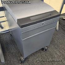 Teknion Silver 2 Drawer Pedestal File Cabinet w/ Grey Cushion