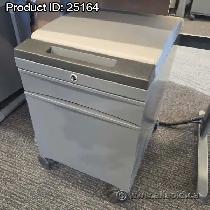Teknion Silver 2 Drawer Pedestal File Cabinet w/ Grey Cushion - Photo 2