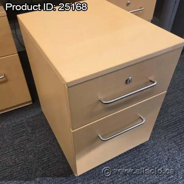 Gunnar Blonde 2 Drawer Under Desk Pedestal File Cabinet, Locking
