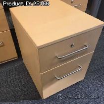 Gunnar Blonde 2 Drawer Under Desk Pedestal File Cabinet, Locking