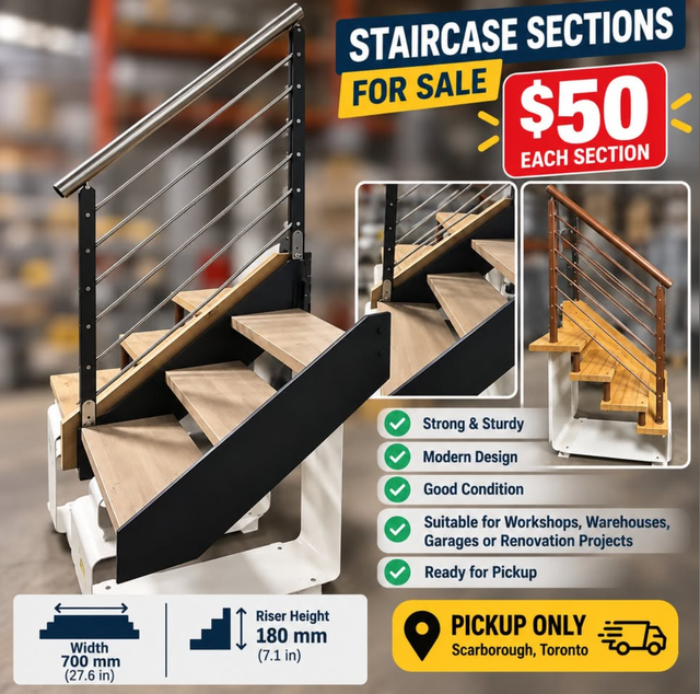 Sturdy staircase sections, suitable for custom installations