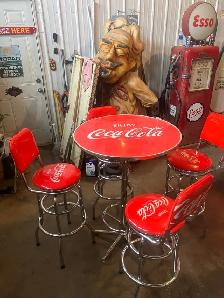 coca-Cola table and stools