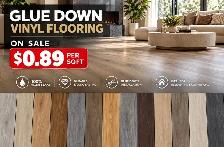 Waterproof Glue Down Vinyl $0.89/sqft Clearance