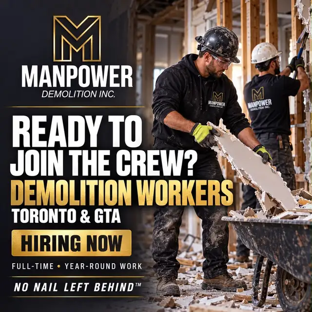 MANPOWER DEMOLITION IS HIRING EXPERIENCED DEMOLITION WORKERS