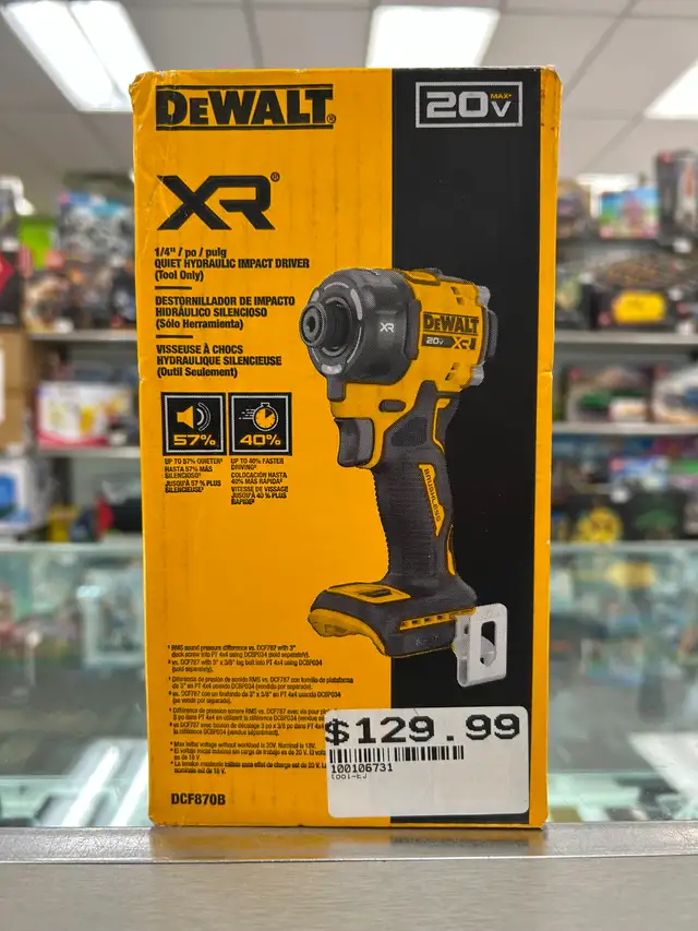 DEWALT 20v XR 1/4' Quiet Hydraulic Impact Driver DCF870B - NEW