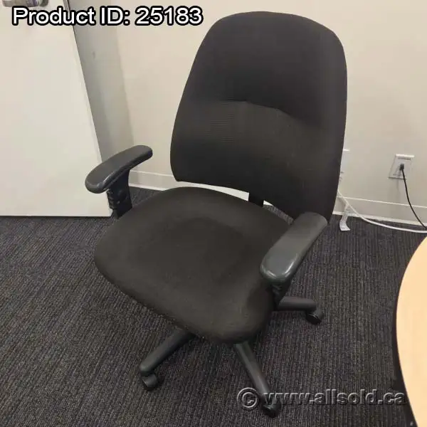Black Fabric Office Task Chair w/ Adjustable Arms