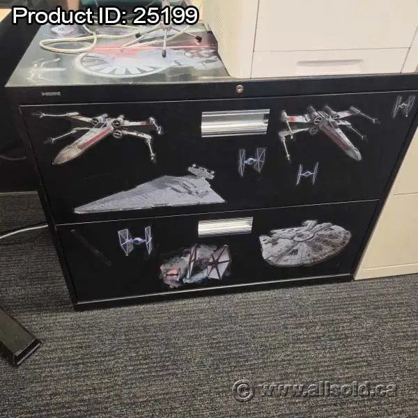 Hon 2 Drawer Black Lateral File Cabinet w/ Star Wars Decals