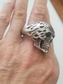 C C Travis Barker Blink-182 925 Sterling Silver Skull Ring - Photo 4