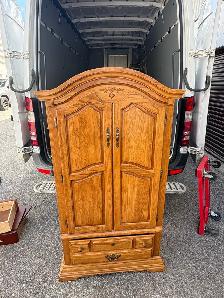 Free delivery used Solid Oak Armoire with Bottom Drawer - Photo 4